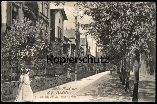 ALTE POSTKARTE FLENSBURG STUHR'S ALLEE Stuhrsallee Stuhr Hut hat chapeau women femme cpa postcard AK Ansichtskarte