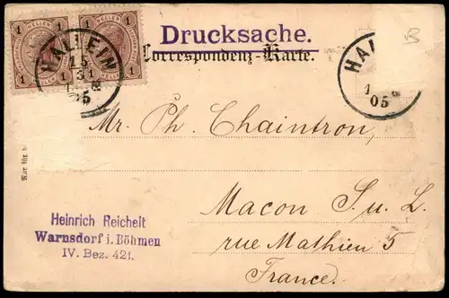 ALTE POSTKARTE GRUSS AUS GOSAU 1905 SCHMIED MÜHLE DONNERKOGELN Bezirk Gmunden Stempel Heinrich Reichelt Warnsdorf Böhmen