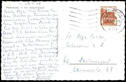 ÄLTERE POSTKARTE PADERBORN IN DEN PADERANLAGEN HELLE WASSERVÖGEL postcard cpa AK Ansichtskarte