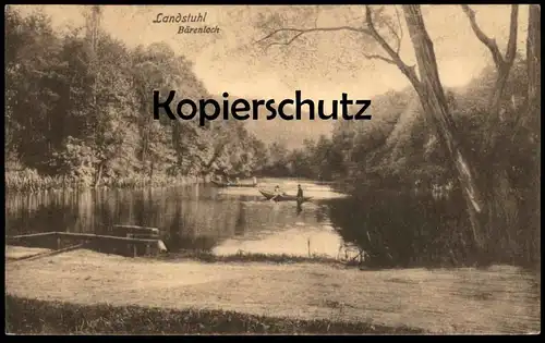 ALTE POSTKARTE LANDSTUHL BÄRENLOCH 1919 KINDSBACH BÄRENLOCHWEIHER KREIS KAISERSLAUTERN See Teich Boot Ansichtskarte