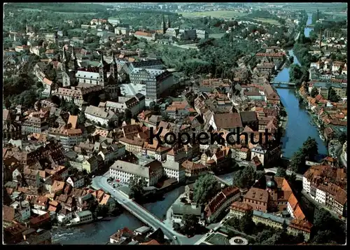 POSTKARTE BAMBERG LUFTBILD BLICK AUF REGNITZ Altes Rathaus Kaiserdom Kloster Michaelsberg cpa postcard AK Ansichtskarte