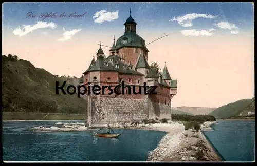 ALTE POSTKARTE DIE PFALZ BEI CAUB KAUB Fischer Boot fishing boat ship St. Goarshausen Loreley cpa postcard Ansichtskarte