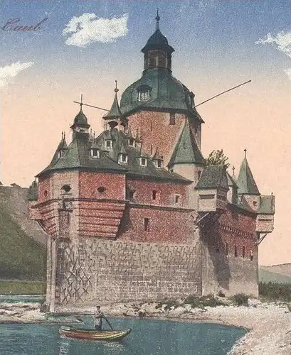 ALTE POSTKARTE DIE PFALZ BEI CAUB KAUB Fischer Boot fishing boat ship St. Goarshausen Loreley cpa postcard Ansichtskarte