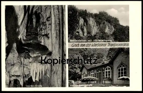 ALTE POSTKARTE GRUSS VON DER WARSTEINER TROPFSTEINHÖHLE WARSTEIN LOURDES-GROTTE BILSTEINFELSEN grotte cave cpa postcard