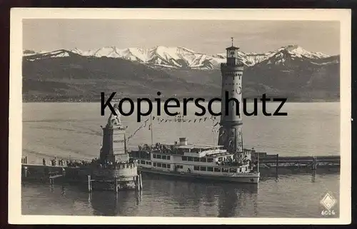 ALTE POSTKARTE LINDAU HAFENEINFHART SCHIFF DEUTSCHLAND ship Löwe lion Leuchtturm lighthouse phare cpa postcard AK