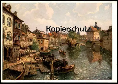 ÄLTERE KÜNSTLER POSTKARTE BAMBERG KLEIN-VENEDIG NACH EINEM GEMÄLDE VON LUDWIG MOESSLER cpa postcard AK Ansichtskarte