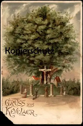 ALTE LITHO POSTKARTE GRUSS AUS KEVELAER 1902 KREUZ JESU Christus Jesus Baum tree arbre AK Ansichtskarte cpa postcard