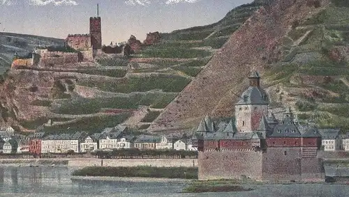 ALTE POSTKARTE DIE PFALZ KAUB GUTENFELS 1919 St. Goarshausen Loreley Stempel Tresor et Postes cpa postcard Ansichtskarte