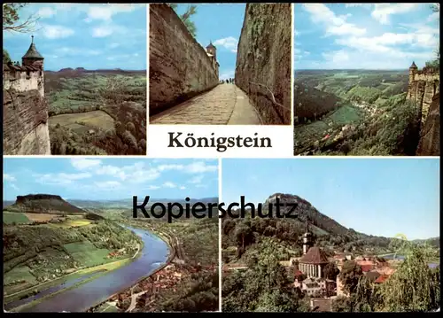 ÄLTERE POSTKARTE KÖNIGSTEIN SÄCHSISCHE SCHWEIZ BLICK INS BIELATAL LILIENSTEIN FESTUNGSAUFGANG FESTUNG AK cpa postcard