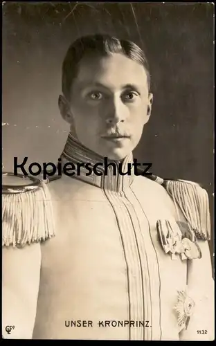 ALTE POSTKARTE UNSER KRONPRINZ WILHELM VON PREUSSEN Prinz medal emperor Orden Uniform Feldpost Aachen-Stadt cpa postcard