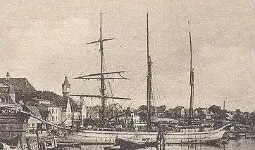 ALTE POSTKARTE KAPPELN AN DER SCHLEI HAFENPARTIE HAFEN J. MÖLLER Karren & Segelschiff clipper three-master trois-mats