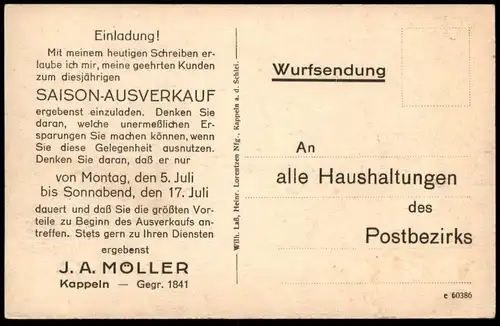 ALTE POSTKARTE KAPPELN AN DER SCHLEI HAFENPARTIE HAFEN J. MÖLLER Karren & Segelschiff clipper three-master trois-mats