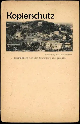 ALTE VORLÄUFER LITHO POSTKARTE BIELEFELD JOHANNISBERG VON DER SPARENBURG GESEHEN Sparrenburg Ansichtskarte precurseur AK