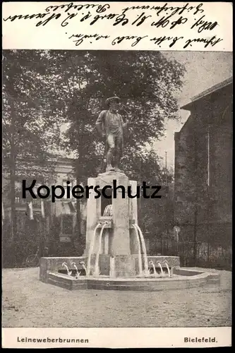ALTE POSTKARTE BIELEFELD LEINEWEBERBRUNNEN 1909 Brunnen fountain fontaine monument AK Ansichtskarte postcard cpa