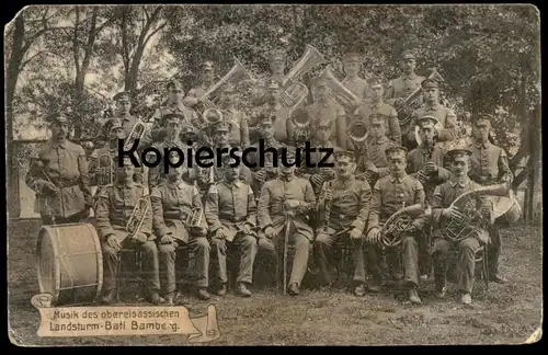 ALTE POSTKARTE MUSIK LANDSTURM-BATAILLON BAMBERG OBERELSASS Alsace military music Kapelle uniform soldat soldats soldier