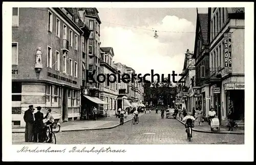 ALTE POSTKARTE NORDENHAM BAHNHOFSTRASSE KAISER'S GESCHÄFT DAB EXPORT BIER Kinderwagen Radfahrer beer bière postcard AK