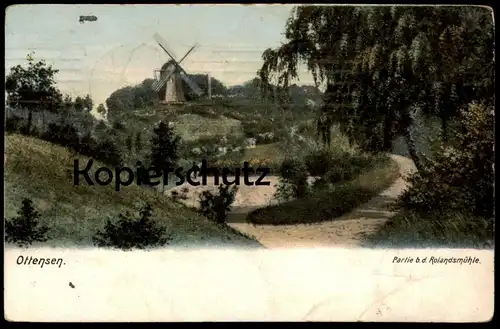 ALTE POSTKARTE HAMBURG OTTENSEN PARTIE ROLANDSMÜHLE 1906 Altona Mühle Windmühle windmill mill moulin à vent molen Zieher