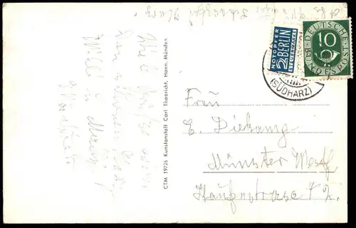 ALTE POSTKARTE RUINE BURG SCHARZFELS & EINHORNHÖHLE Bad Lauterberg Herzberg Harz Höhle cave caverne Blaue Grotte cpa AK