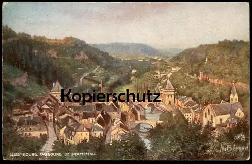 ALTE POSTKARTE LUXEMBOURG FAUBOURG DE PFAFFENTAL OILETTE SIGN. N. BERNAUD Luxemburg Primus AK Ansichtskarte cpa postcard