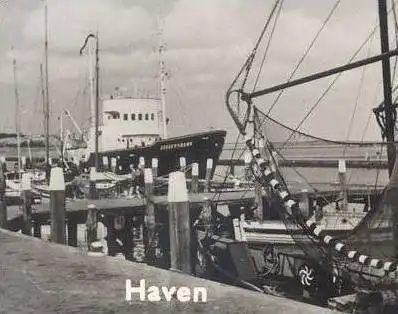 ÄLTERE POSTKARTE GROETEN VAN TERSCHELLING HAVEN KAMPEREN CAMPING SCHIFF FRIESLAND ship Fishing boat cpa postcard AK