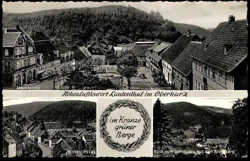 ÄLTERE POSTKARTE LAUTENTHAL Langelsheim Oberharz Harz Marktplatz Bischofstal Volkswagen VW Käfer Schulberg cpa postcard
