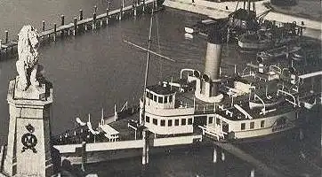 ALTE POSTKARTE LINDAU BODENSEE DAMPFER BAVARIA 1935 steam ship bateau à vapeur cpa postcard AK Ansichtskarte