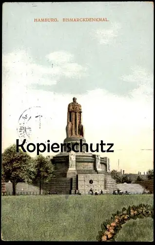ALTE POSTKARTE HAMBURG BISMARCK-DENKMAL 1909 Bismarckdenkmal monument cpa postcard AK Ansichtskarte