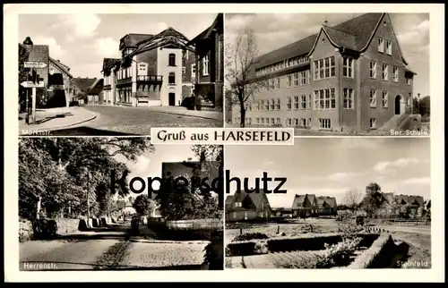 ALTE POSTKARTE GRUSS AUS HARSEFELD BERUFSSCHULE STEINFELD HERRENSTRASSE Schild Stade Helmste Revenahe Griemshorst AK cpa