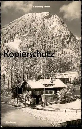 ÄLTERE POSTKARTE HINDELANG ALLGÄU JUGENDHERBERGE MIT HIRSCHBERG IM WINTER hiver Schnee snow neige postcard Ansichtskarte