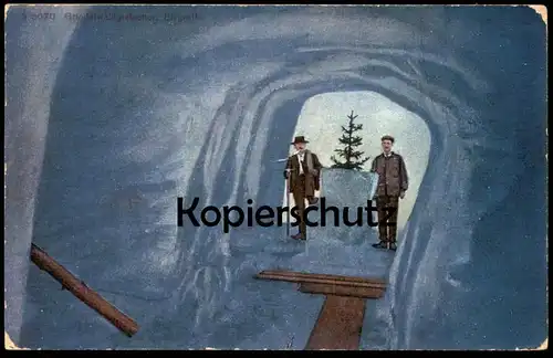 ALTE POSTKARTE GRINDELWALD GLETSCHER EISGROTTE Grindelwaldgletscher glacier Baumstamm fir tree arbre sapin cpa postcard