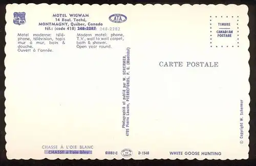 ÄLTERE POSTKARTE MOTEL WIGWAM TACHÉ MONTMAGNY Québec Canada Kanada Zelt tent tente cpa postcard AK Ansichtskarte