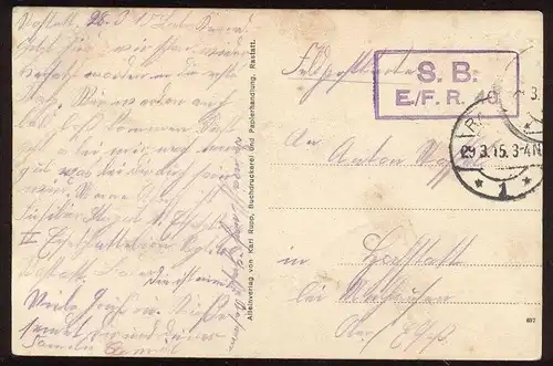 ALTE POSTKARTE RASTATT KASERNEN DES FÜSILIER-REGIMENT VON HOHENZOLLERN No. 40 Feldpost Stempel barracks casern Kaserne