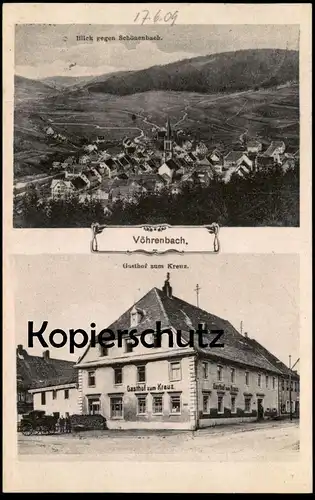 ALTE POSTKARTE VÖHRENBACH GASTHOF ZUM KREUZ BLICK GEGEN SCHÖNENBACH 1909 Schwarzwald cpa postcard AK Ansichtskarte