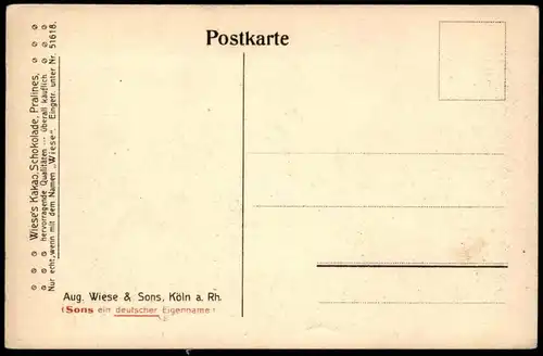 ALTE POSTKARTE SIEBENGEBIRGE UND ROLANDSECK REMAGEN WIESE'S KAKAO SCHOKOLADE PRALINES Köln chocolate cpa postcard AK