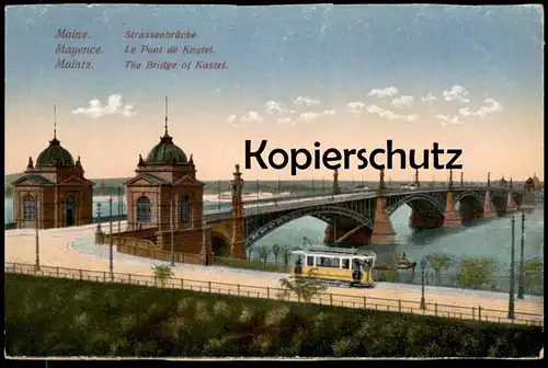 ALTE POSTKARTE MAINZ STRASSENBRÜCKE STRASSENBAHN Mayence Tram Tramway Straßenbahn cpa postcard Ansichtskarte AK