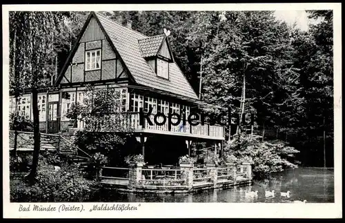 ÄLTERE POSTKARTE BAD MÜNDER AM DEISTER WALDSCHLÖSSCHEN See Schwäne Teich Ansichtskarte AK cpa postcard