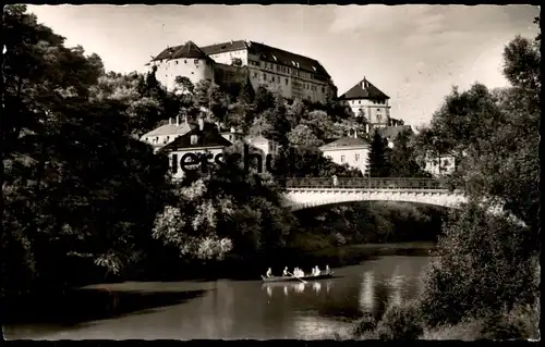 ÄLTERE POSTKARTE TÜBINGEN ALLEENBRÜCKE UND SCHLOSS mit Ruderer oar canotier AK Ansichtskarte postcard cpa