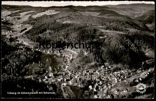 ÄLTERE POSTKARTE TRIBERG MIT SCHONACH SCHWARZWALD Luftbild Fliegeraufnahme Ansichtskarte AK postcard cpa