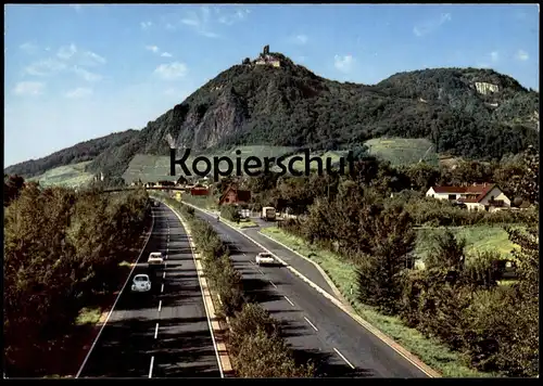 ÄLTERE POSTKARTE KÖNIGSWINTER AUTOBAHN MIT BLICK AUF DRACHENFELS BAB motorway autoroute highway VW Käfer cpa postcard