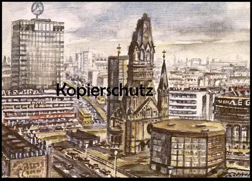 ÄLTERE KÜNSTLER POSTKARTE BERLIN CHARLOTTENBURG KAISER WILHELM-GEDÄCHTNISKIRCHE AEG Mercedes Benz Verlag Paul Zoecke AK