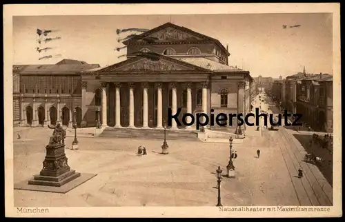 ALTE POSTKARTE MÜNCHEN NATIONALTHEATER MIT MAXIMILIANSTRASSE Theater théatre m. Straßenbahn Tram Tramway cpa postcard