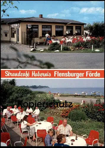 ÄLTERE POSTKARTE STRANDCAFÉ HABERNIS FLENSBURGER PILSENER STEINBERG Steinbergkirche Stenbjerg Bier beer bière postcard