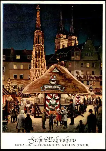 ÄLTERE POSTKARTE WEIHNACHTSMARKT NÜRNBERG Bienenstock Honig Biene Bienen bee abeille beehive hive ruche cpa postcard AK