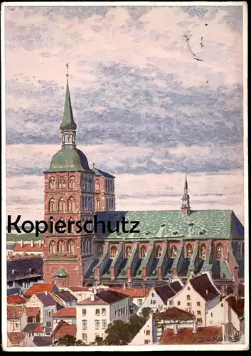 ALTE KÜNSTLER POSTKARTE STRALSUND NIKOLAIKIRCHE 1927 DEUTSCHE HEIMAT J. V. KULAS Kirche Ansichtskarte AK cpa postcard