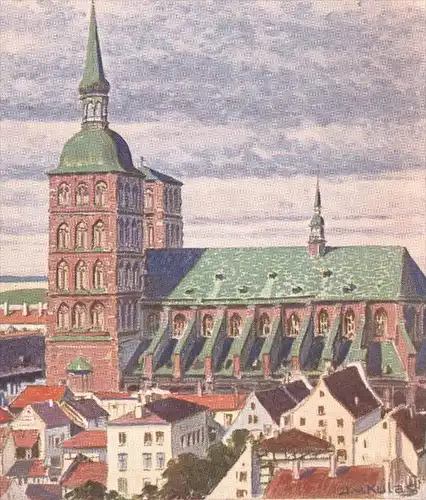 ALTE KÜNSTLER POSTKARTE STRALSUND NIKOLAIKIRCHE 1927 DEUTSCHE HEIMAT J. V. KULAS Kirche Ansichtskarte AK cpa postcard