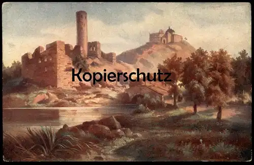 ALTE KÜNSTLER POSTKARTE HUGO ULLIK ZRICENINY RUINE Bezdez bei Dosky Liberec Reichenberg Ansichtskarte AK cpa postcard
