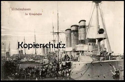ALTE POSTKARTE WILHELMSHAVEN IM KRIEGSHAFEN Schiff steam battle ship bateau à vapeur Kriegsschiff warship cpa postcard