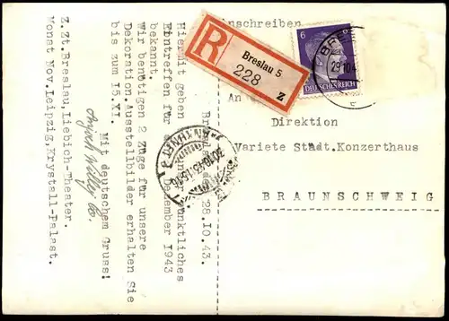 ALTE POSTKARTE BERLIN ZIRKUS WINTERGARTEN ANJAH WILLEY 1943 Autogramm Breslau Akrobat acrobat circus Cirque Unterschrift