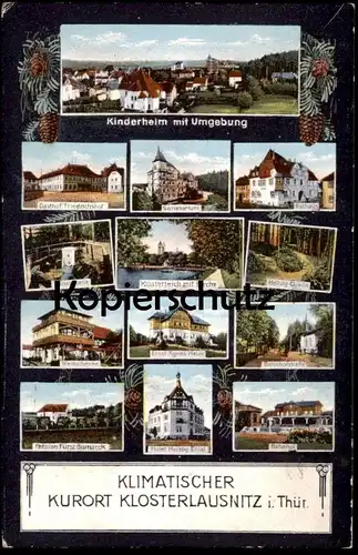 ALTE POSTKARTE KLIMATISCHER KURORT KLOSTERLAUSNITZ BAHNHOF KINDERHEIM WEINSCHENKE gare station Thüringen AK cpa postcard