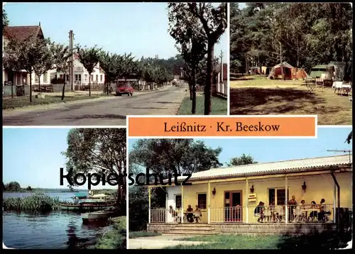 ÄLTERE POSTKARTE LEISSNITZ KREIS BEESKOW DORFSTRASSE ZELTPLATZ AM GLOWER SEE KONSUM Friedland Zelt tent postcard cpa